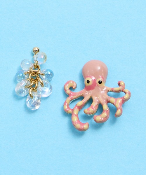 gargle(ガーグル)の「gargle ガーグル:海の生き物シリーズ ゆるタコ 蛸 ピアス(ピアス(両耳用)・レディース・ピンク・FREE)」の1枚目の写真