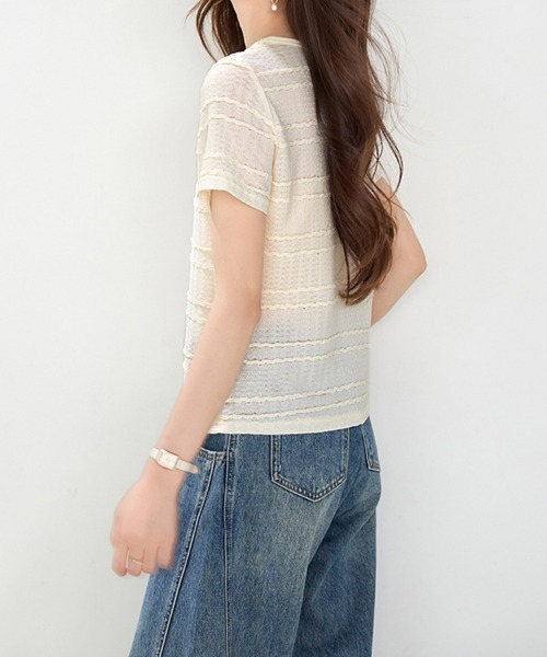 ONEP STAR(ワンピスター)の「ネック装飾パーツ半袖カットソー(Tシャツ/カットソー・レディース・ベージュ・X-LARGE/LARGE/MEDIUM)」の6枚目の写真