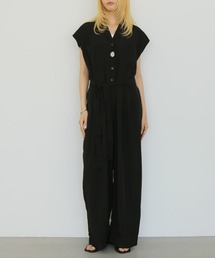 cheriella（シェリエラ）の「【cheriella】オープンカラー ベルトデザインオールインワン　OPEN COLLAR BELTED ALL-IN-ONE（サロペット/オーバーオール）」