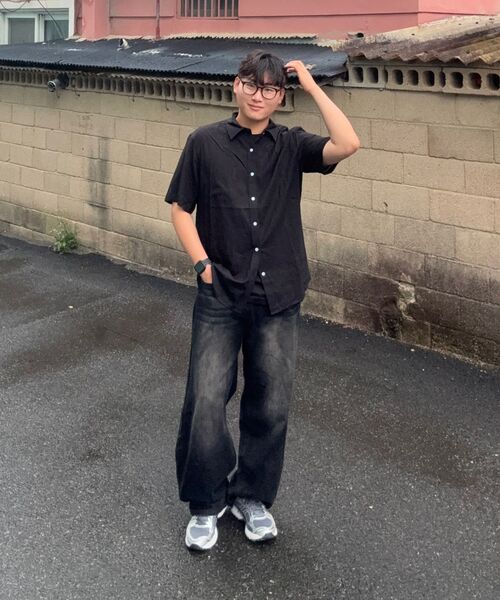 WORK ON BODY OFF（ワークオンボディオフ）の「クレアセミオーバーフィットリネン半袖シャツ[ブラック]（シャツ/ブラウス・メンズ・ブラック・MEDIUM/LARGE/X-LARGE）」の10枚目の写真
