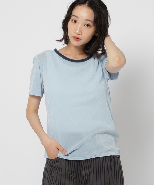 niko and...(ニコアンド)の「シアーベロアリンガーT(Tシャツ/カットソー・レディース・ダークブラウン/サックスブルー/アイボリー・FREE)」の10枚目の写真