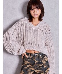 HANDニットライクショートHOODIE