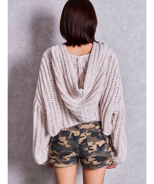 GYDA(ジェイダ)の「HANDニットライクショートHOODIE(ニット/セーター・レディース・チャコールグレー/ブラウン/アイボリー・FREE)」の6枚目の写真