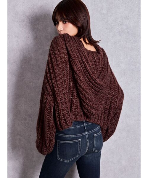 GYDA(ジェイダ)の「HANDニットライクショートHOODIE(ニット/セーター・レディース・チャコールグレー/ブラウン/アイボリー・FREE)」の10枚目の写真