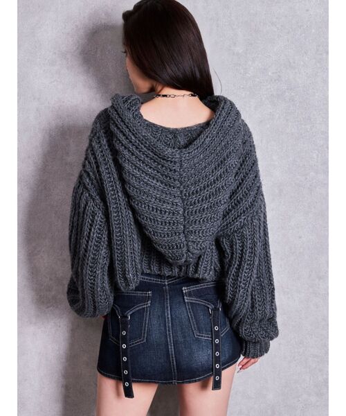 GYDA(ジェイダ)の「HANDニットライクショートHOODIE(ニット/セーター・レディース・チャコールグレー/ブラウン/アイボリー・FREE)」の14枚目の写真