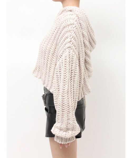 GYDA(ジェイダ)の「HANDニットライクショートHOODIE(ニット/セーター・レディース・チャコールグレー/ブラウン/アイボリー・FREE)」の18枚目の写真