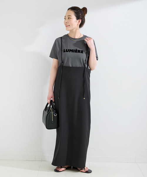 B.C STOCK(ベーセーストック)の「《追加2》手洗い可 / フロッキープリントロゴTEE(Tシャツ/カットソー・レディース・ブラック系その他/ホワイト/ベージュ・FREE)」の4枚目の写真