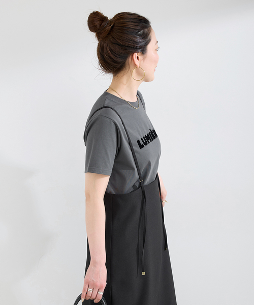 B.C STOCK(ベーセーストック)の「《追加2》手洗い可 / フロッキープリントロゴTEE(Tシャツ/カットソー・レディース・ブラック系その他/ホワイト/ベージュ・FREE)」の8枚目の写真
