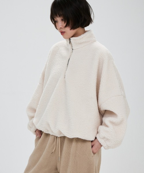 full/fill.（フルフィル）の「half zip boa pullover / ハーフジップボアプルオーバー（その他トップス・レディース・アイボリー/グレー・FREE）」の5枚目の写真