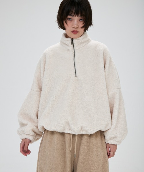 full/fill.（フルフィル）の「half zip boa pullover / ハーフジップボアプルオーバー（その他トップス・レディース・アイボリー/グレー・FREE）」の4枚目の写真