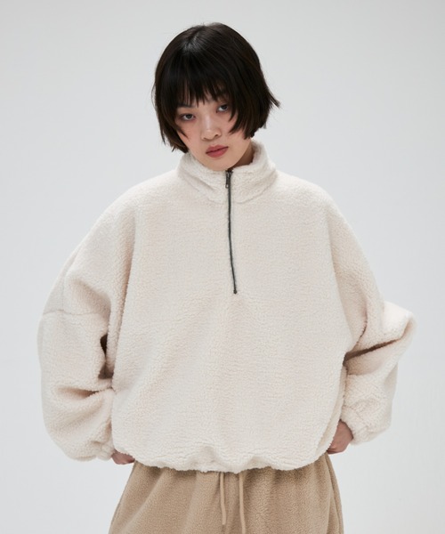 full/fill.（フルフィル）の「half zip boa pullover / ハーフジップボアプルオーバー（その他トップス・レディース・アイボリー/グレー・FREE）」の3枚目の写真