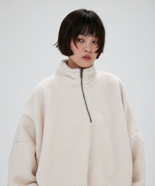 full/fill.（フルフィル）の「half zip boa pullover / ハーフジップボアプルオーバー（その他トップス・レディース・アイボリー/グレー・FREE）」の6枚目の写真