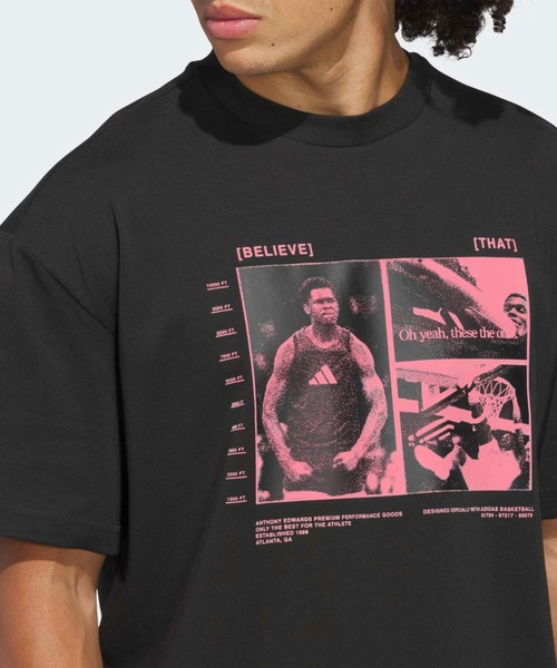 adidas(アディダス)の「アンソニー・エドワーズ 半袖Tシャツ / アディダス adidas(Tシャツ/カットソー・メンズ・ブラック・XX-LARGE/3XL/LARGE/MEDIUM/SMALL/X-LARGE/X-SMALL)」の4枚目の写真