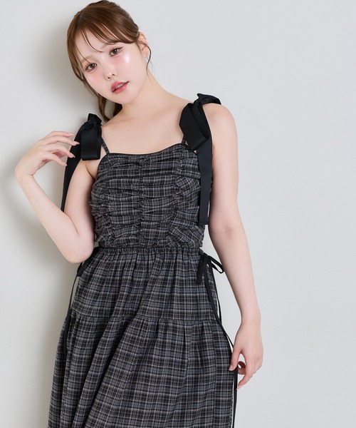 one after another NICE CLAUP(ワンアフターアナザーナイスクラップ)の「バックオープン肩リボン配色キャミワンピース(ワンピース・レディース・アイボリー/グレー系その他/ピンク/ブラウン系その他・SMALL/MEDIUM)」の20枚目の写真