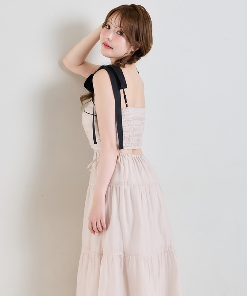 one after another NICE CLAUP(ワンアフターアナザーナイスクラップ)の「バックオープン肩リボン配色キャミワンピース(ワンピース・レディース・アイボリー/グレー系その他/ピンク/ブラウン系その他・SMALL/MEDIUM)」の16枚目の写真