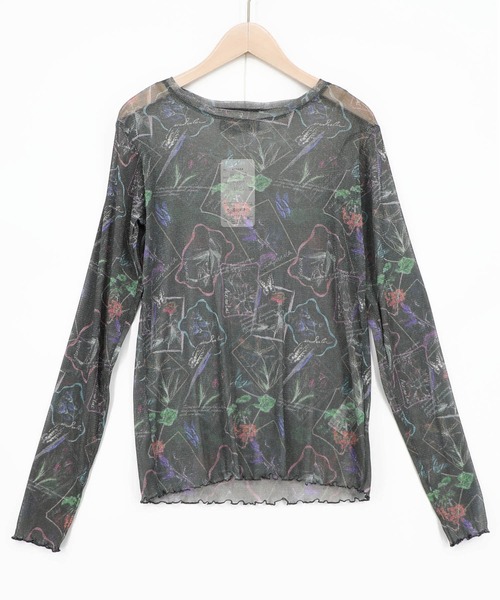 iS ScoLar(イズスカラー)の「562256:2柄展開 お花orチェック柄 ラメチュールインナー(Tシャツ/カットソー・レディース・ブラック/カーキ・M)」の12枚目の写真