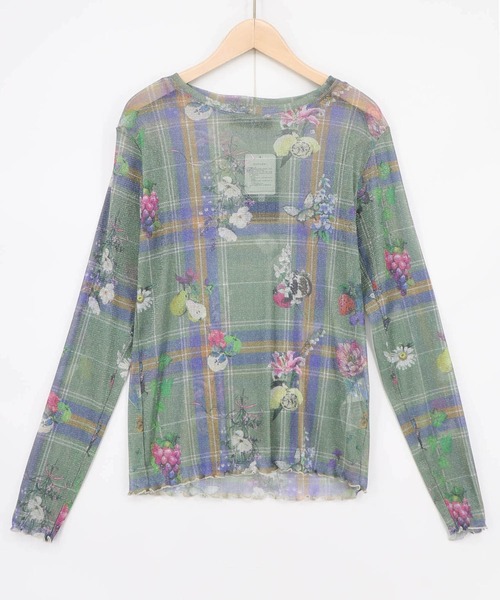 iS ScoLar(イズスカラー)の「562256:2柄展開 お花orチェック柄 ラメチュールインナー(Tシャツ/カットソー・レディース・ブラック/カーキ・M)」の14枚目の写真