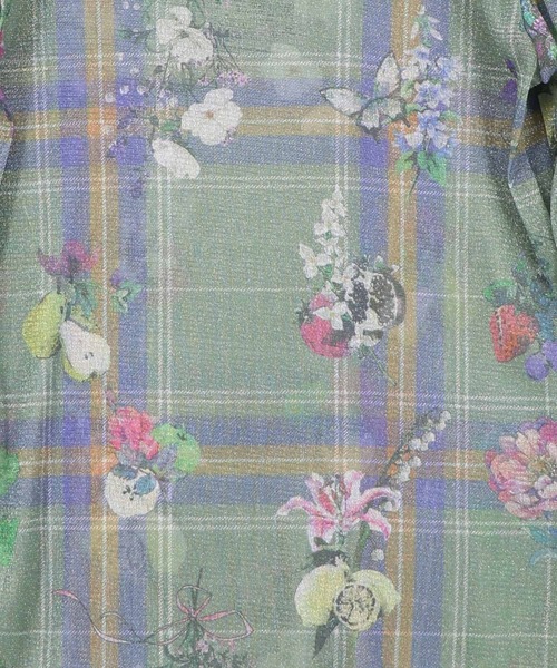 iS ScoLar(イズスカラー)の「562256:2柄展開 お花orチェック柄 ラメチュールインナー(Tシャツ/カットソー・レディース・ブラック/カーキ・M)」の11枚目の写真