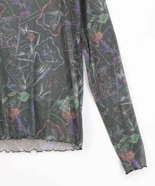iS ScoLar(イズスカラー)の「562256:2柄展開 お花orチェック柄 ラメチュールインナー(Tシャツ/カットソー・レディース・ブラック/カーキ・M)」の17枚目の写真