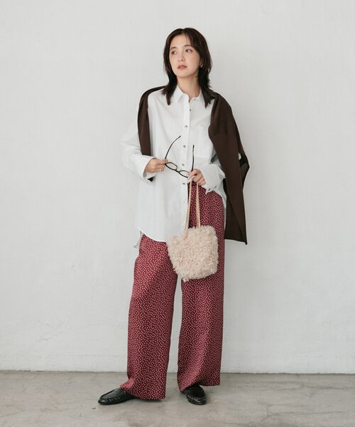 RIVE DROITE（リヴドロワ）の「【接触冷感/吸水速乾性/ストレッチ】ドットサテンイージーパンツ（その他パンツ・レディース・ボルドー/ブラック・36/38）」の18枚目の写真