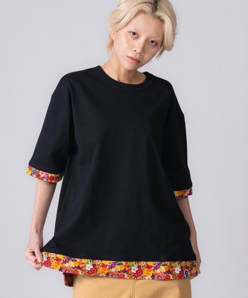 rehacer(レアセル)の「rehacer : Flower Layered Wide CS / ボタニカルレイヤード ワイドカットソー(Tシャツ/カットソー・レディース・ブラック/ホワイト・SMALL/MEDIUM)」の12枚目の写真