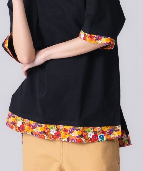 rehacer(レアセル)の「rehacer : Flower Layered Wide CS / ボタニカルレイヤード ワイドカットソー(Tシャツ/カットソー・レディース・ブラック/ホワイト・SMALL/MEDIUM)」の13枚目の写真