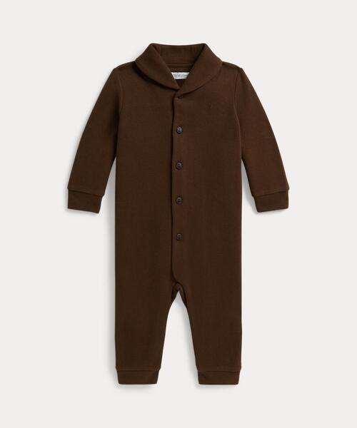 RALPH LAUREN ブラウン カバーオール　コーデュロイ フリース ショールカラー カバーオール（ロンパース）｜POLO RALPH