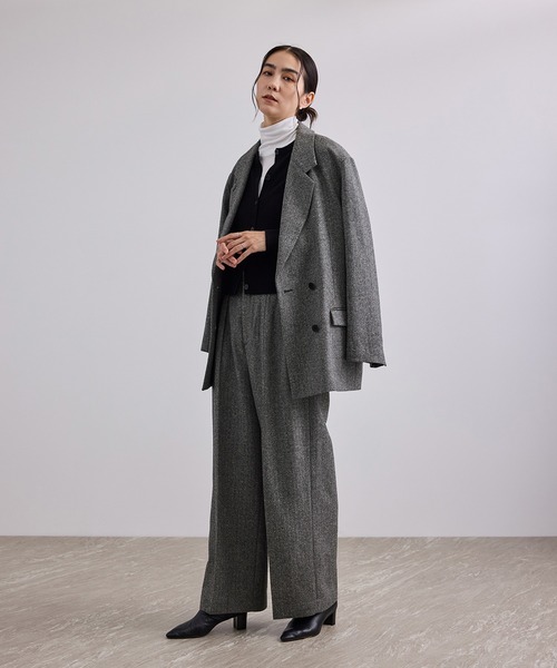 SALON adam et rope'(サロン アダム エ ロペ)の「ハイカウントフラノジャケット・ネップヘリンボンジャケット / セットアップ対応(テーラードジャケット・レディース・グレー/ベージュ/チャコールグレー・M/S)」の13枚目の写真