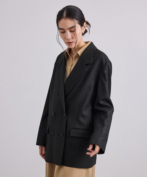 SALON adam et rope'(サロン アダム エ ロペ)の「ハイカウントフラノジャケット・ネップヘリンボンジャケット / セットアップ対応(テーラードジャケット・レディース・グレー/ベージュ/チャコールグレー・M/S)」の16枚目の写真