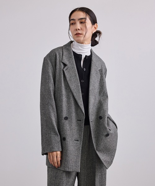 SALON adam et rope'(サロン アダム エ ロペ)の「ハイカウントフラノジャケット・ネップヘリンボンジャケット / セットアップ対応(テーラードジャケット・レディース・グレー/ベージュ/チャコールグレー・M/S)」の19枚目の写真