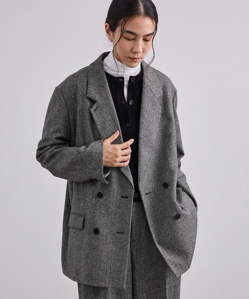 SALON adam et rope'(サロン アダム エ ロペ)の「ハイカウントフラノジャケット・ネップヘリンボンジャケット / セットアップ対応(テーラードジャケット・レディース・グレー/ベージュ/チャコールグレー・M/S)」の20枚目の写真