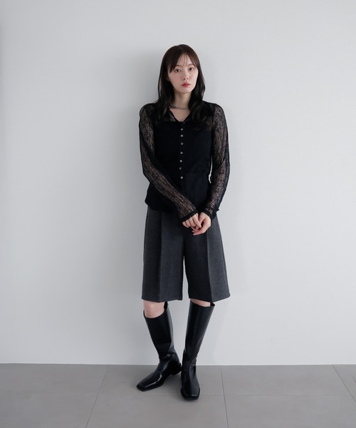 AMUU. PRECIEUSE(アムープレシューズ)の「レーシーネットポロカーディガン(カーディガン/ボレロ・レディース・ブラウン/ブラック/アイボリー/ボルドー・FREE)」の13枚目の写真
