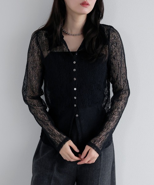 AMUU. PRECIEUSE(アムープレシューズ)の「レーシーネットポロカーディガン(カーディガン/ボレロ・レディース・ブラウン/ブラック/アイボリー/ボルドー・FREE)」の10枚目の写真