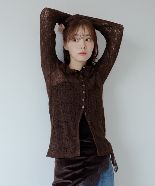 AMUU. PRECIEUSE(アムープレシューズ)の「レーシーネットポロカーディガン(カーディガン/ボレロ・レディース・ブラウン/ブラック/アイボリー/ボルドー・FREE)」の17枚目の写真