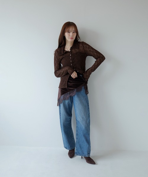 AMUU. PRECIEUSE(アムープレシューズ)の「レーシーネットポロカーディガン(カーディガン/ボレロ・レディース・ブラウン/ブラック/アイボリー/ボルドー・FREE)」の19枚目の写真