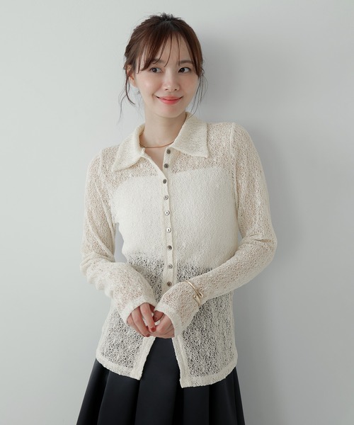 AMUU. PRECIEUSE(アムープレシューズ)の「レーシーネットポロカーディガン(カーディガン/ボレロ・レディース・ブラウン/ブラック/アイボリー/ボルドー・FREE)」の22枚目の写真