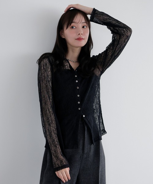 AMUU. PRECIEUSE(アムープレシューズ)の「レーシーネットポロカーディガン(カーディガン/ボレロ・レディース・ブラウン/ブラック/アイボリー/ボルドー・FREE)」の11枚目の写真