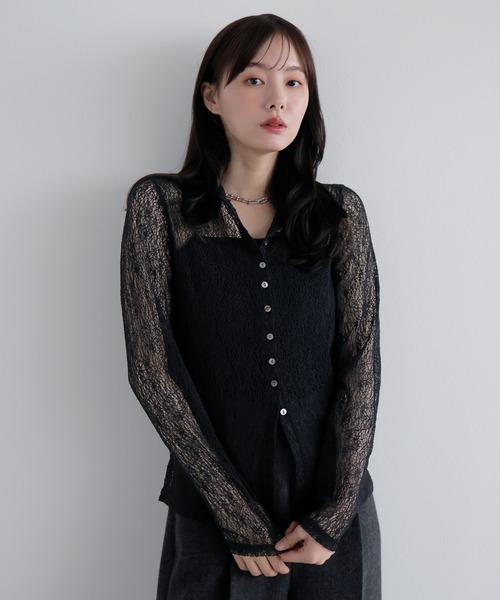 AMUU. PRECIEUSE(アムープレシューズ)の「レーシーネットポロカーディガン(カーディガン/ボレロ・レディース・ブラウン/ブラック/アイボリー/ボルドー・FREE)」の14枚目の写真