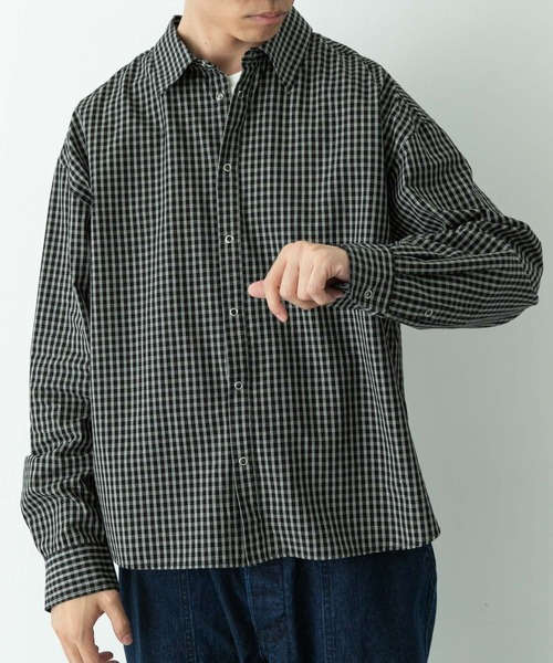URBAN RESEARCH Sonny Label（アーバンリサーチサニーレーベル）の「サンドウォッシュチェックレギュラーシャツ（シャツ/ブラウス・メンズ・ブラック系その他/グリーン系その他/ベージュ系その他・MEDIUM/LARGE）」の5枚目の写真