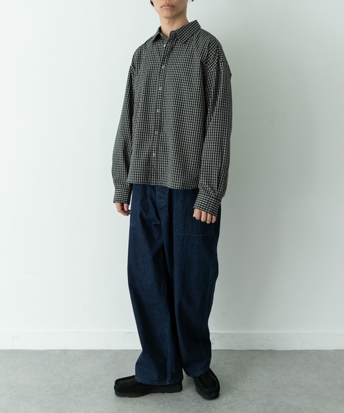 URBAN RESEARCH Sonny Label（アーバンリサーチサニーレーベル）の「サンドウォッシュチェックレギュラーシャツ（シャツ/ブラウス・メンズ・ブラック系その他/グリーン系その他/ベージュ系その他・MEDIUM/LARGE）」の9枚目の写真