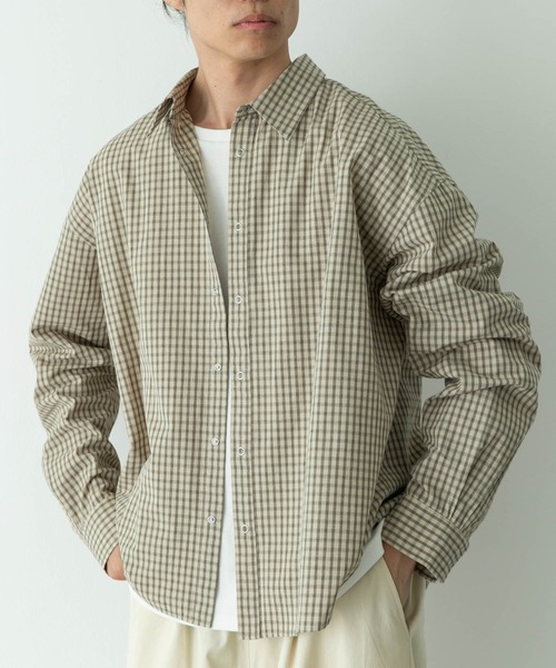 URBAN RESEARCH Sonny Label（アーバンリサーチサニーレーベル）の「サンドウォッシュチェックレギュラーシャツ（シャツ/ブラウス・メンズ・ブラック系その他/グリーン系その他/ベージュ系その他・MEDIUM/LARGE）」の15枚目の写真