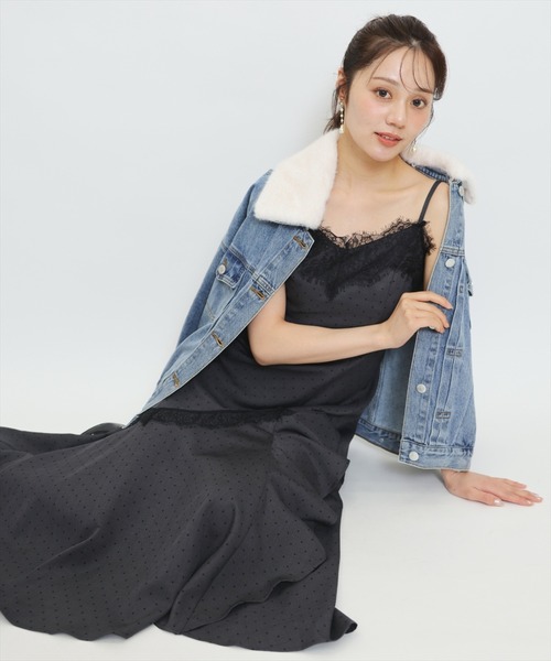 WILLSELECTION(ウィルセレクション)の「レーストリムラッフルキャミワンピース(ワンピース・レディース・ホワイト系その他/グレー系その他・FREE)」の6枚目の写真