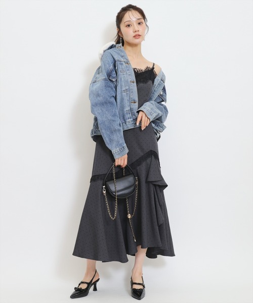 WILLSELECTION(ウィルセレクション)の「レーストリムラッフルキャミワンピース(ワンピース・レディース・ホワイト系その他/グレー系その他・FREE)」の4枚目の写真