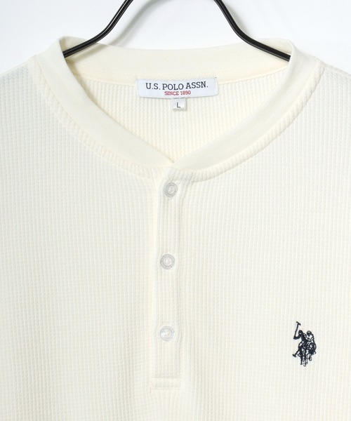 U.S. POLO ASSN.(ユーエスポロアッスン)の「U.S. POLO ASSN./ユーエスポロアッスン 別注 ワッフル/サーマル 無地 ロゴ ワンポイント刺繍 ヘンリーネック ロングスリーブTシャツ/ロンT/長袖Tシャツ/レディース メンズ(Tシャツ/カットソー・メンズ・ホワイト/スミクロ/ブラック/ネイビー・L/LL/M)」の14枚目の写真
