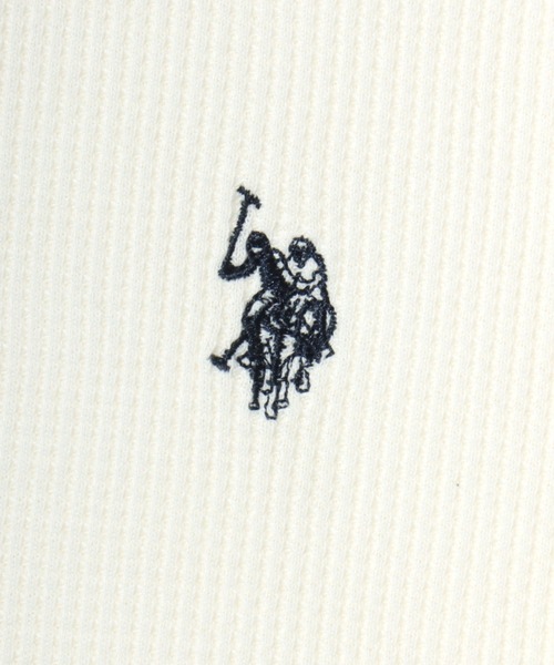 U.S. POLO ASSN.(ユーエスポロアッスン)の「U.S. POLO ASSN./ユーエスポロアッスン 別注 ワッフル/サーマル 無地 ロゴ ワンポイント刺繍 ヘンリーネック ロングスリーブTシャツ/ロンT/長袖Tシャツ/レディース メンズ(Tシャツ/カットソー・メンズ・ホワイト/スミクロ/ブラック/ネイビー・L/LL/M)」の18枚目の写真