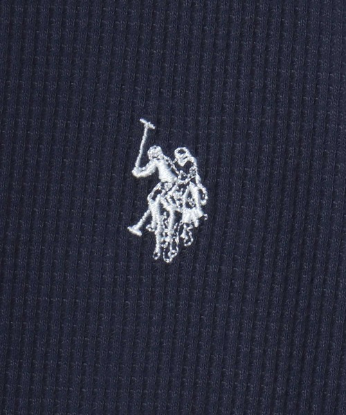 U.S. POLO ASSN.(ユーエスポロアッスン)の「U.S. POLO ASSN./ユーエスポロアッスン 別注 ワッフル/サーマル 無地 ロゴ ワンポイント刺繍 ヘンリーネック ロングスリーブTシャツ/ロンT/長袖Tシャツ/レディース メンズ(Tシャツ/カットソー・メンズ・ホワイト/スミクロ/ブラック/ネイビー・L/LL/M)」の21枚目の写真