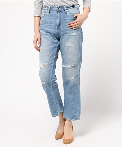 earth music&ecology（アースミュージックアンドエコロジー）の「【2016Spring】《バリバリデニム!》ダメージデニムパンツ（デニムパンツ・レディース・ライトインディゴブルー・MEDIUM/SMALL/LARGE）」の6枚目の写真