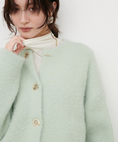 LARUTA(ラルータ)の「【LARUTA】アソートニットジャケット(ノーカラージャケット・レディース・チャコールグレー/ミント/その他2/その他1/オフホワイト・FREE)」の4枚目の写真
