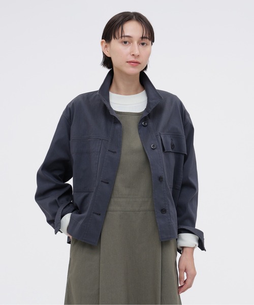 MHL.(エムエイチエル)の「UTILITY COTTON NYLON TWILL(ブルゾン・レディース・ライトブラウン/グレー・1/2)」の1枚目の写真