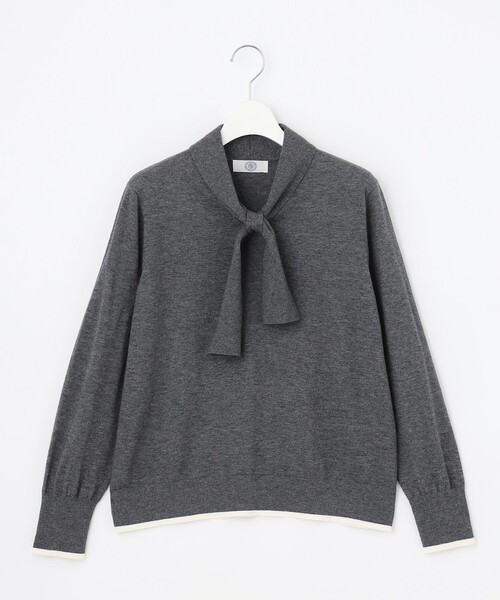 J.PRESS（ジェイプレス）の「【一枚で着映え】WORSTED WOOL BLEND ボウタイデザイン ニット（ニット/セーター・レディース・ライトグレー系/ワイン系/ネイビー系・T13/T15）」の17枚目の写真